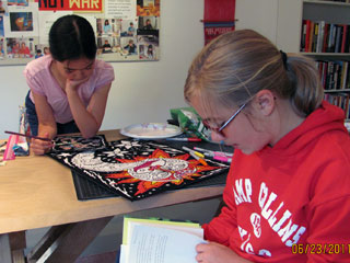 two students studying