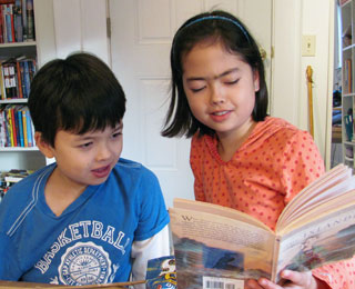 students reading aloud